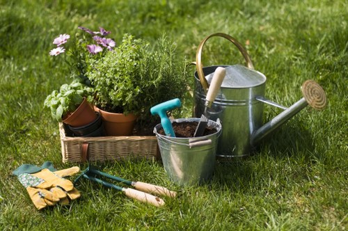Workers performing risk assessment in a garden